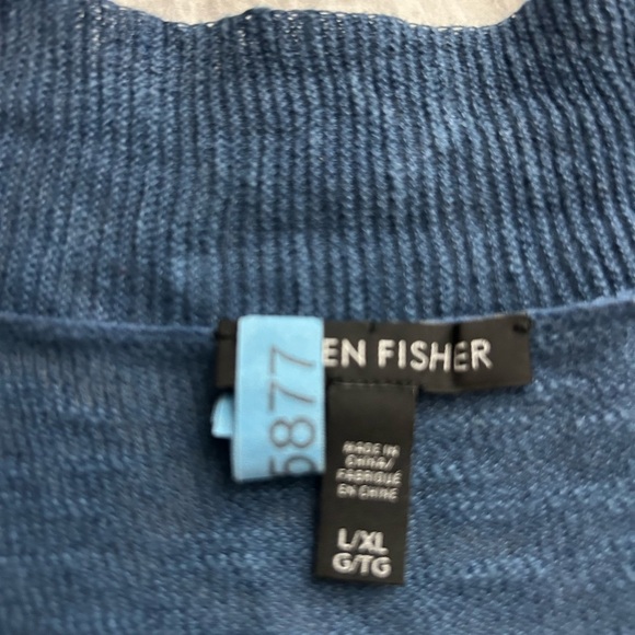 Eileen Fisher Blue Heathered Open-Front Women's Sweater L/XL - Picture 4 of 4